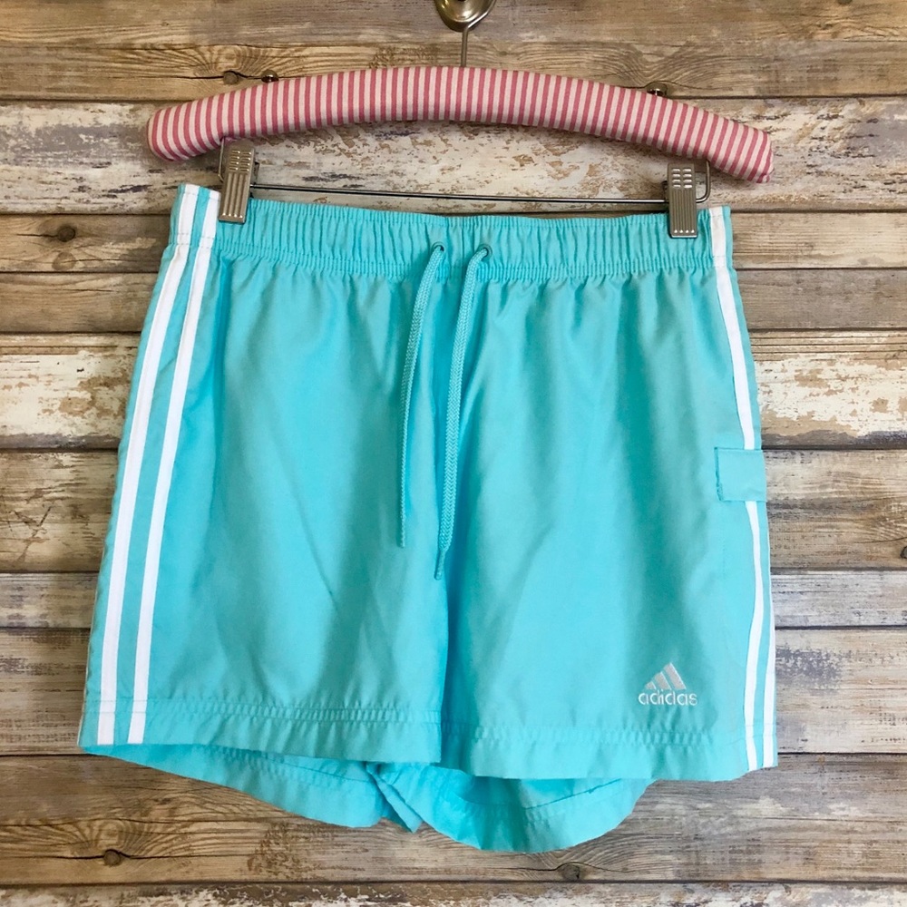Adidas Turquoise Athletic Waterproof Shorts S ✨